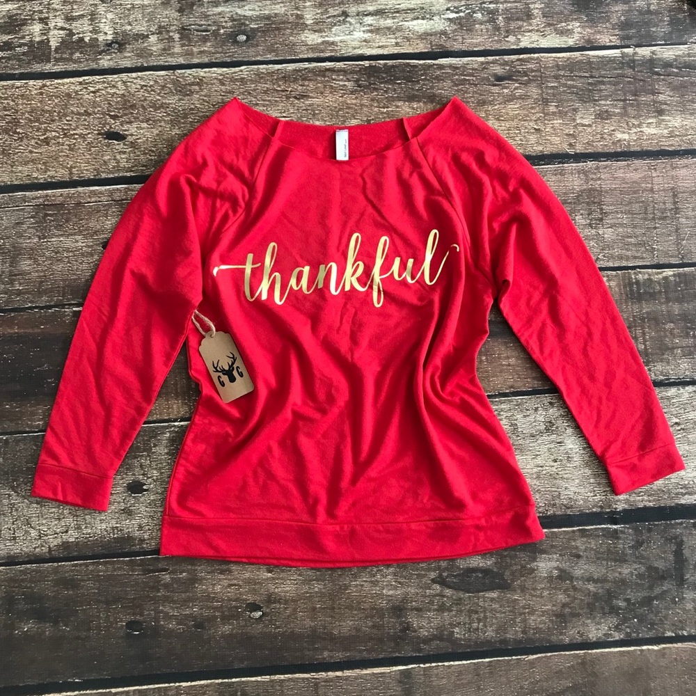 thankful off shoulder sweater top shirt blessed